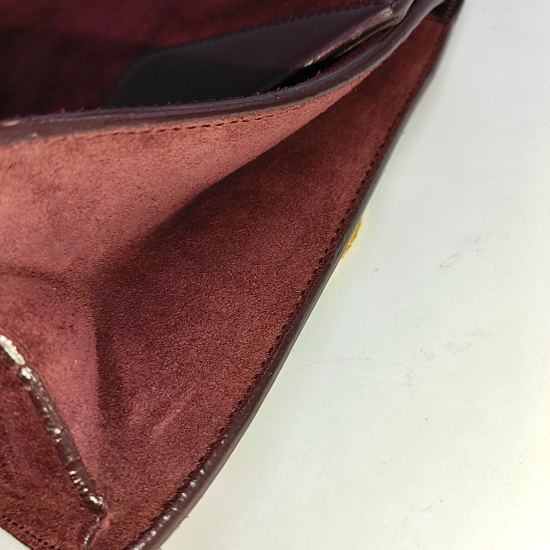 YSL VINTAGE BETTY Burgundy suede leather single shoulder bag crossbody bag Golden hardware-(SKU)-14285934