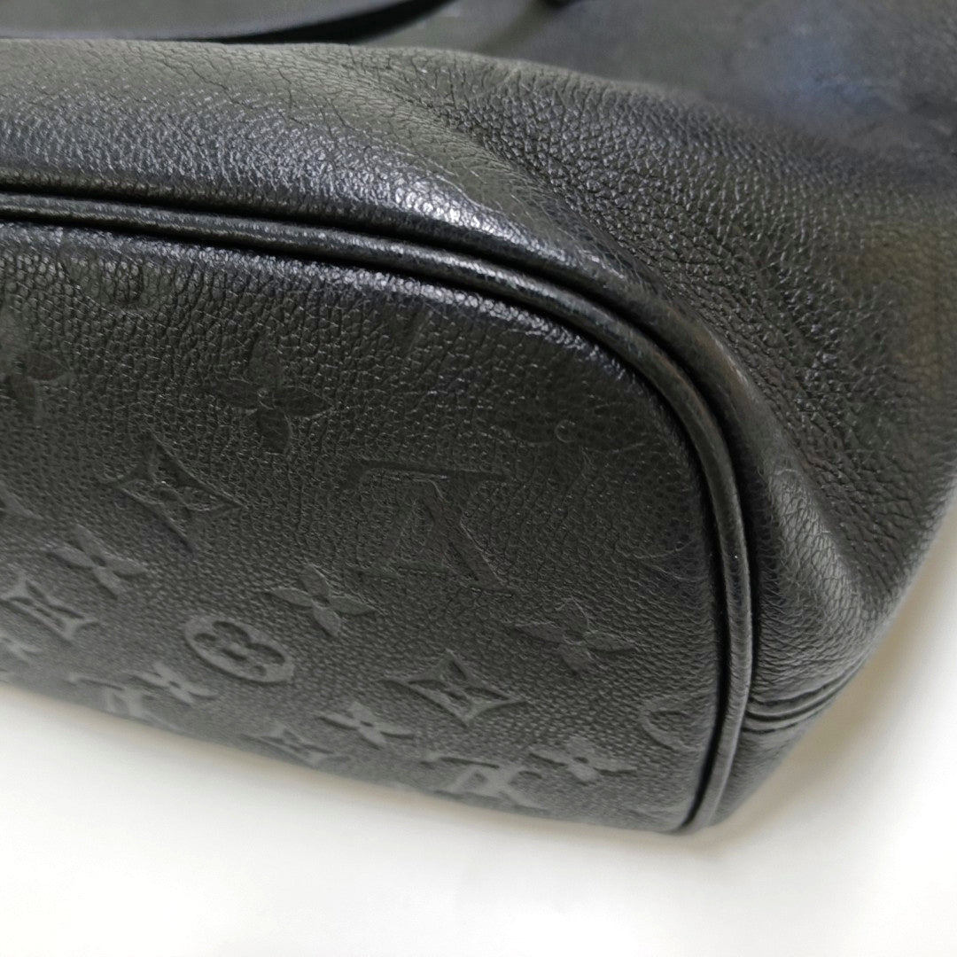 LOUIS VUITTON NEVERFULL Medium Black Calfskin Monogram Embossed Tote Bag Shoulder Bag Handbag Pockets-(SKU)-966842664