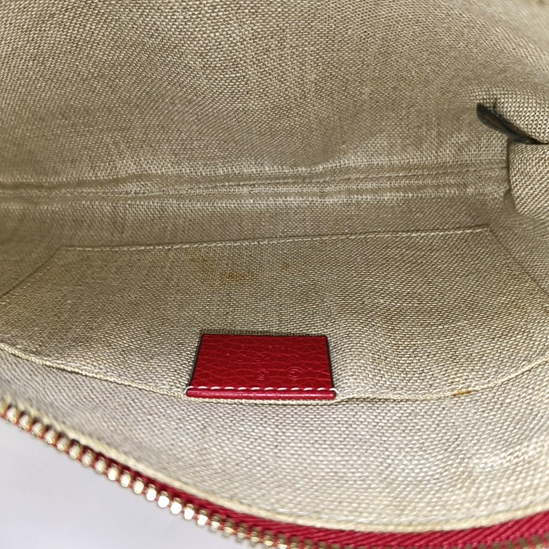 GUCCI Bamboo 1947 Red Cowhide Fringe Clutch Golden hardware-(SKU)-959429873