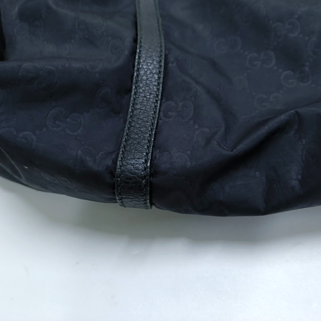 GUCCI GG Imprime Black Nylon Old Flower Single Shoulder Bag Handbag Crossbody Bag Silver Hardware Removable shoulder strap-(SKU)-958181512