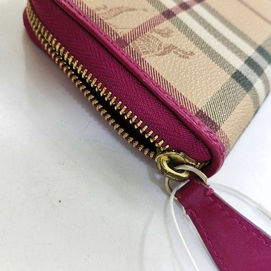BURBERRY Khaki Coated Canvas Warhorse Plaid Wallet Golden hardware-(SKU)-959925187