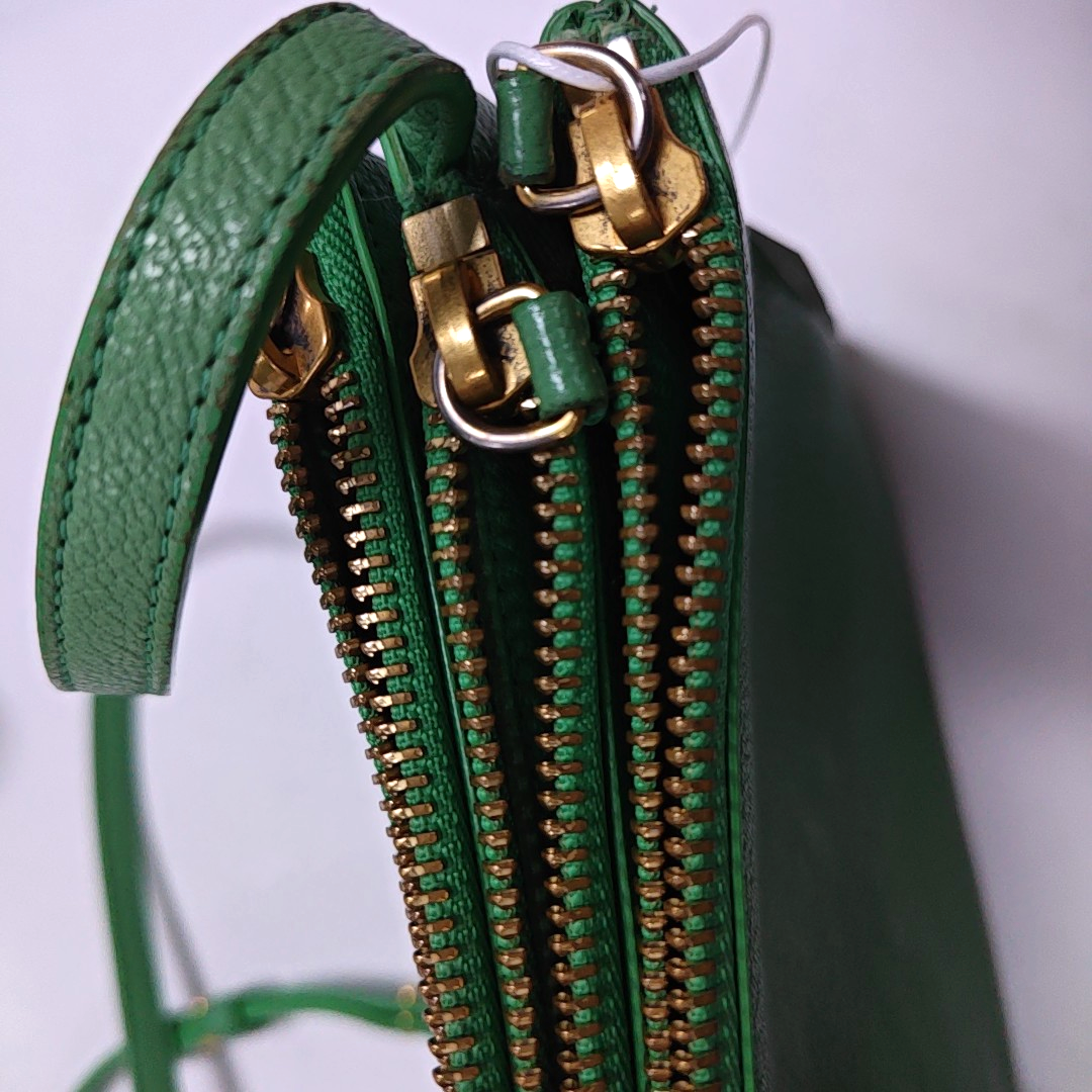 CELINE TRIO Small size Green Sheepskin Shoulder Bag Golden hardware-(SKU)-947272466