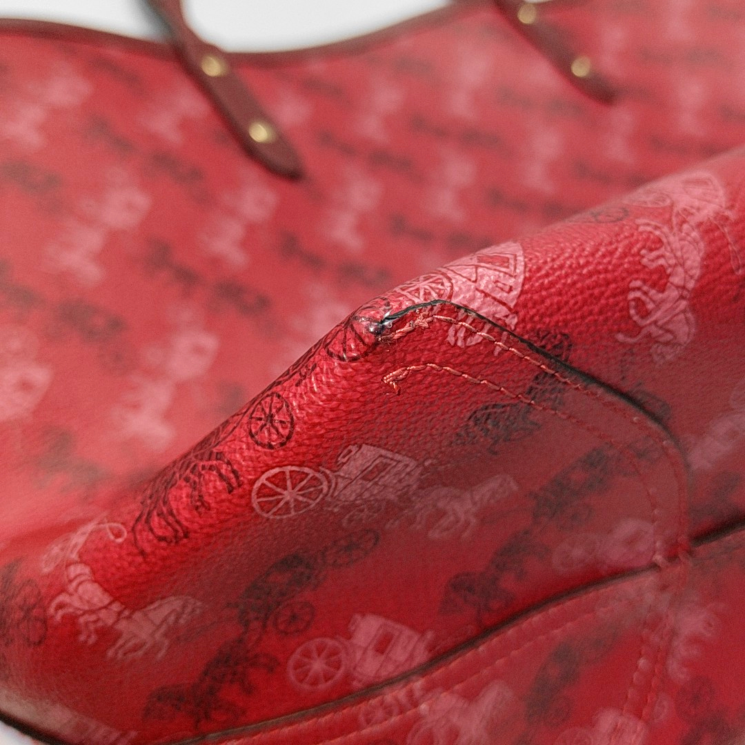COACH CITY TOTE Red Coated Canvas Carriage Single Shoulder Bag Tote Bag Golden hardware-(SKU)-930901244