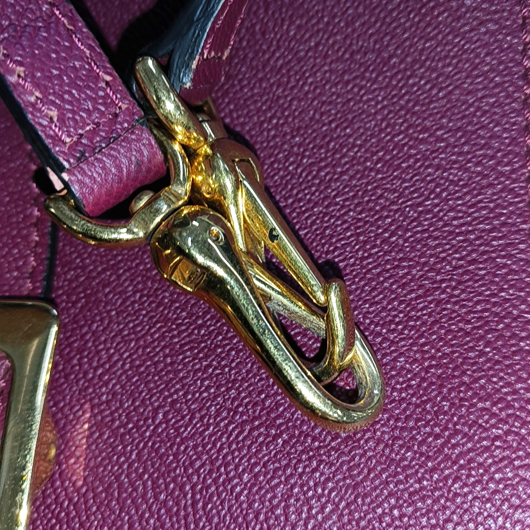 BURBERRY Buckle Burgundy Leather Single Shoulder Bag Golden hardware Removable shoulder strap-(SKU)-940108439