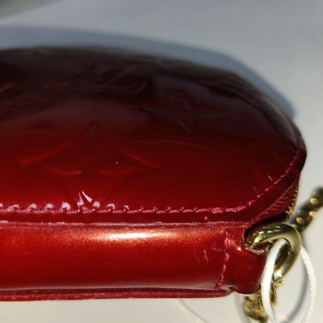 LOUIS VUITTON PORTE MONNAIE COUER Red Patent Leather Monogram Embossed Mini Wallet Golden hardware-(SKU)-14407174