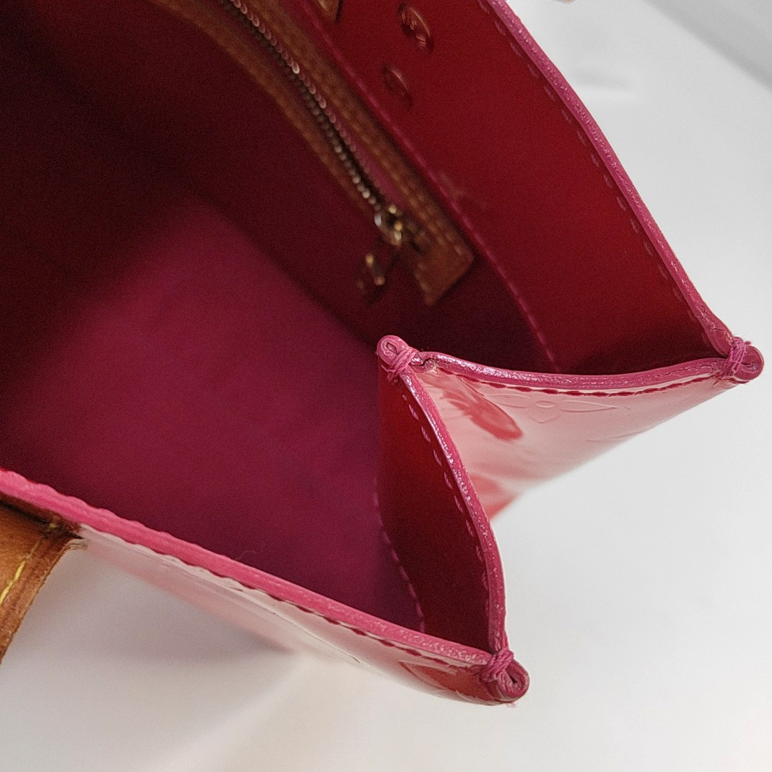 LOUIS VUITTON READE Small size Red Patent Leather Embossed Handbag Golden hardware-(SKU)-943110469