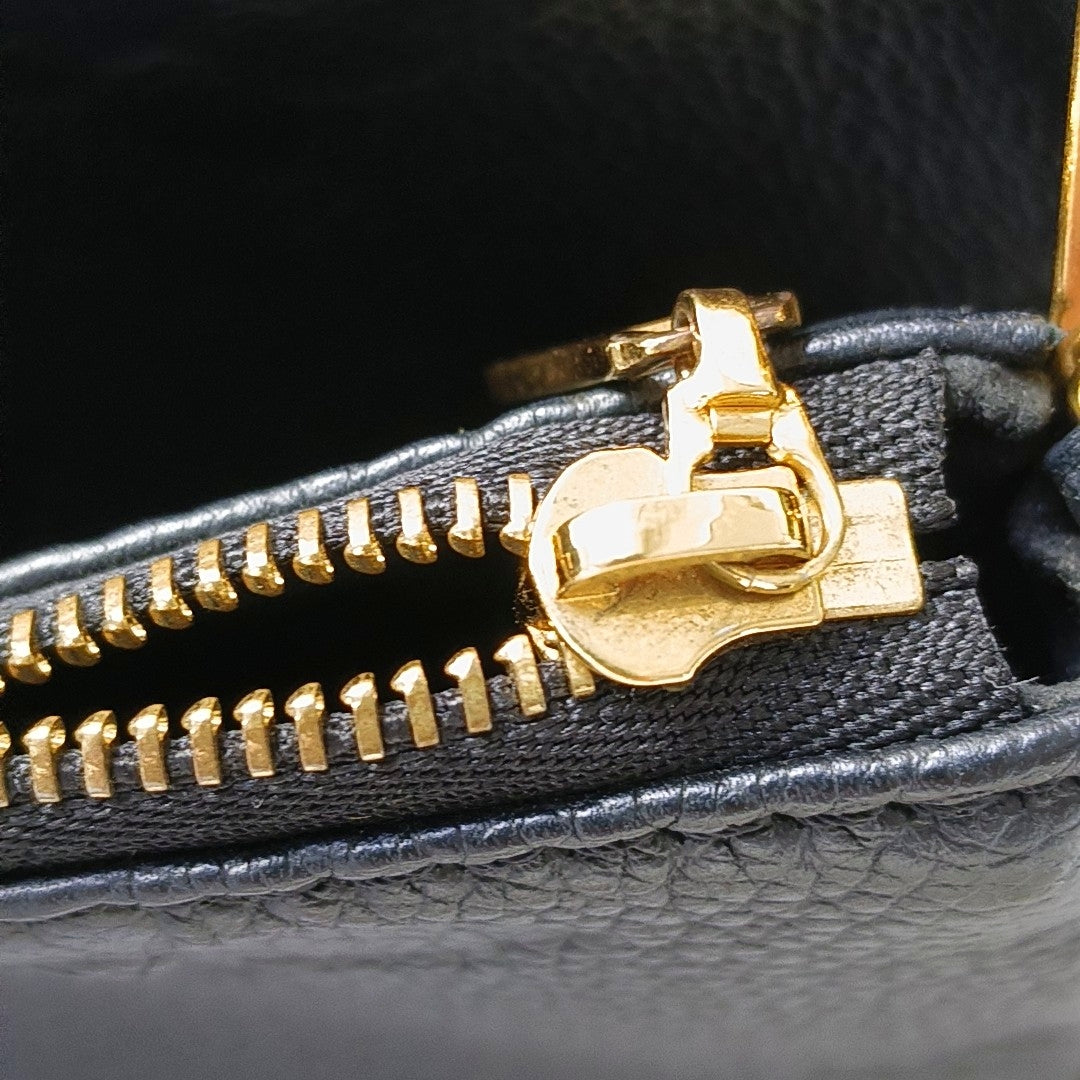 LOUIS VUITTON MULTI Black Leather Embossed Crossbody Handbag Single Shoulder Bag Golden Hardware Removable Strap 2 Straps-(SKU)-969245680