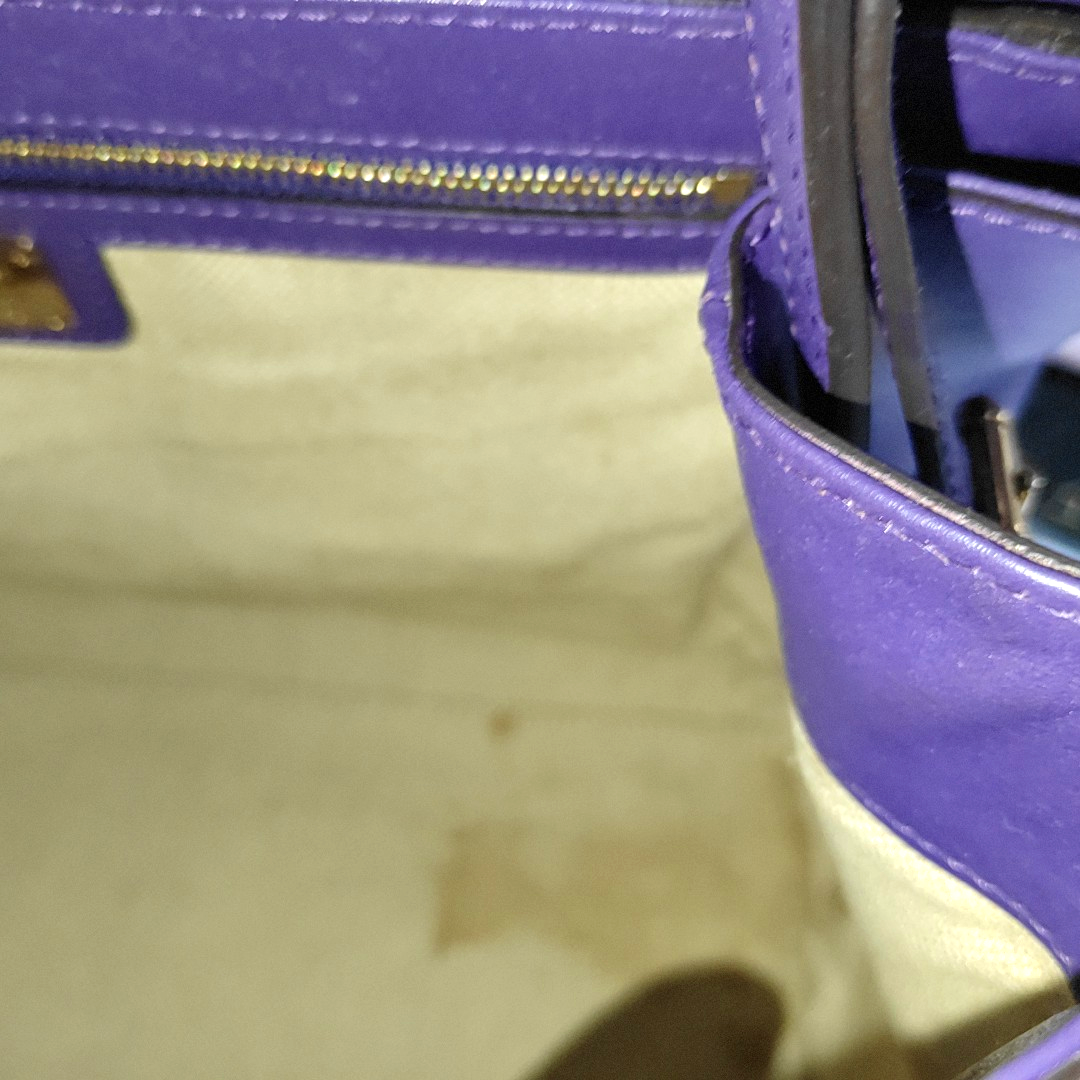 MCM Purple Leather Single Shoulder Bag Handbag Crossbody Bag Golden hardware Removable shoulder strap-(SKU)-14183353