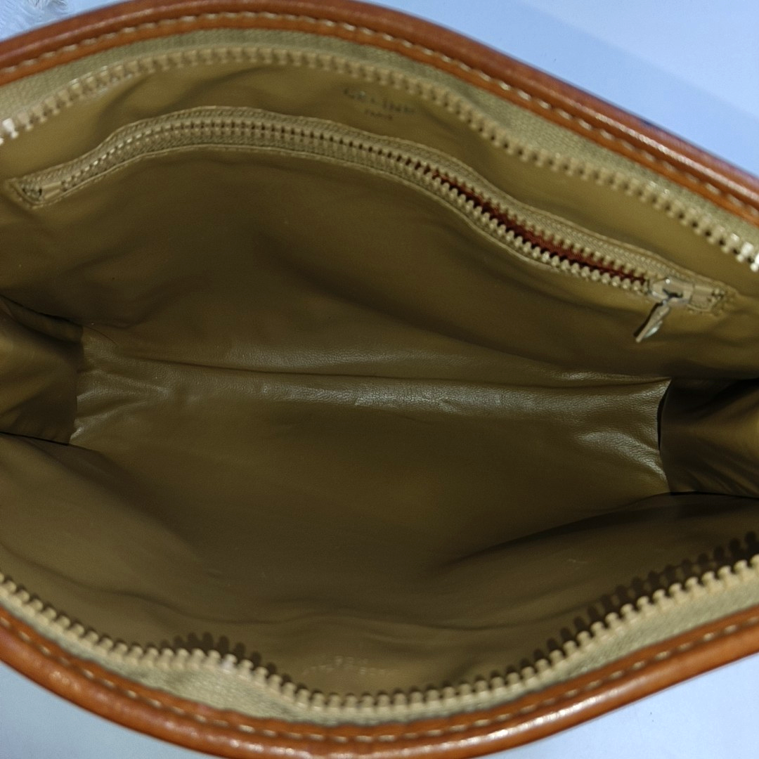 CELINE MACADAM CLUTCHES Khaki Coated Canvas Triumph Clutch Golden hardware-(SKU)-946907991