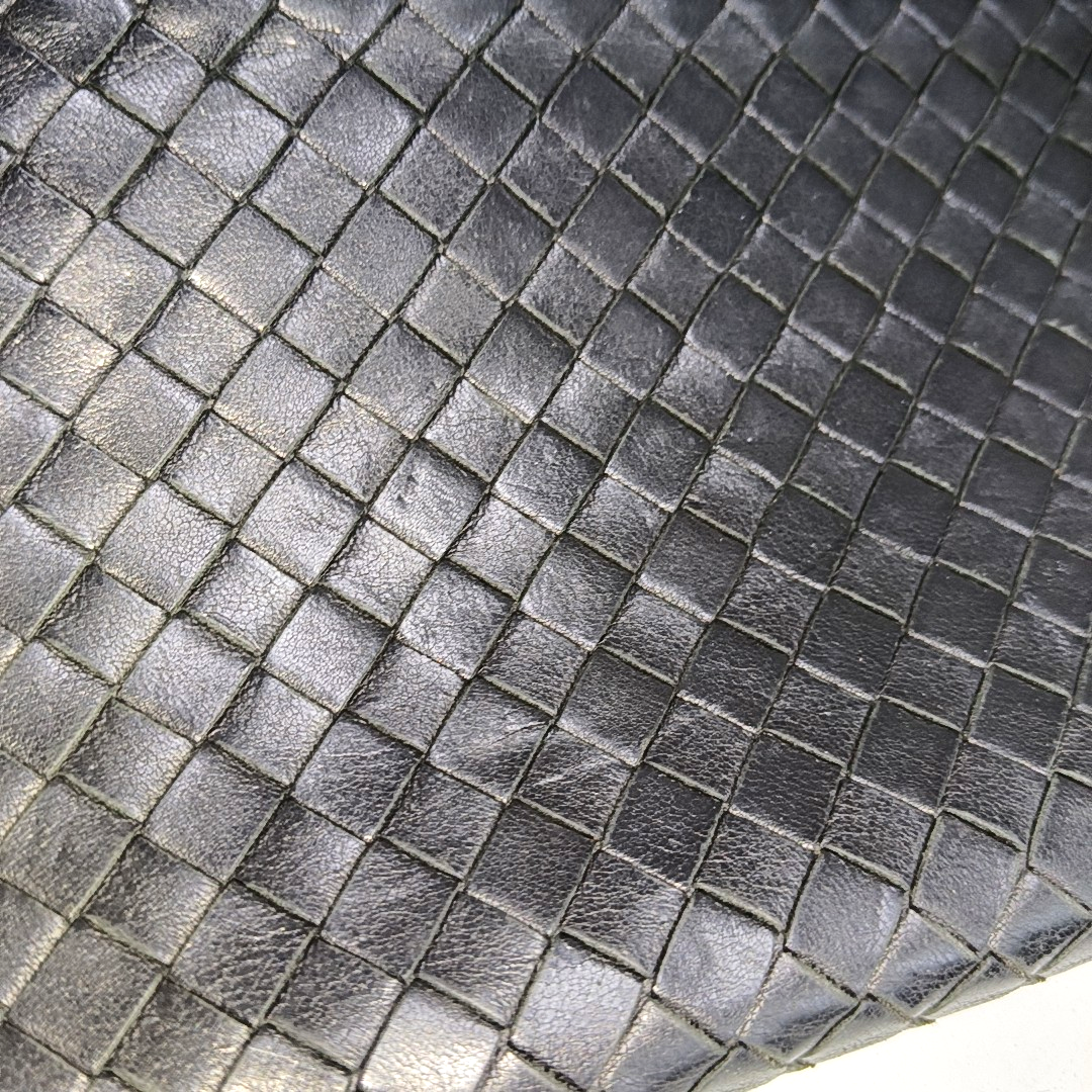 BOTTEGA VENETA Black Calf Leather Woven Clutch Black hardware-(SKU)-14277018
