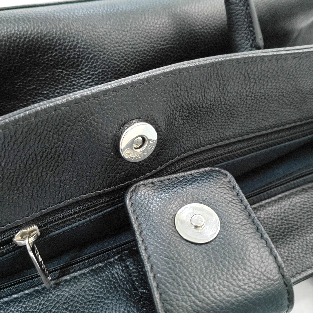 CHANEL CERF Black Calfskin Leather Shoulder Bag with Removable Strap-(SKU)-954658112
