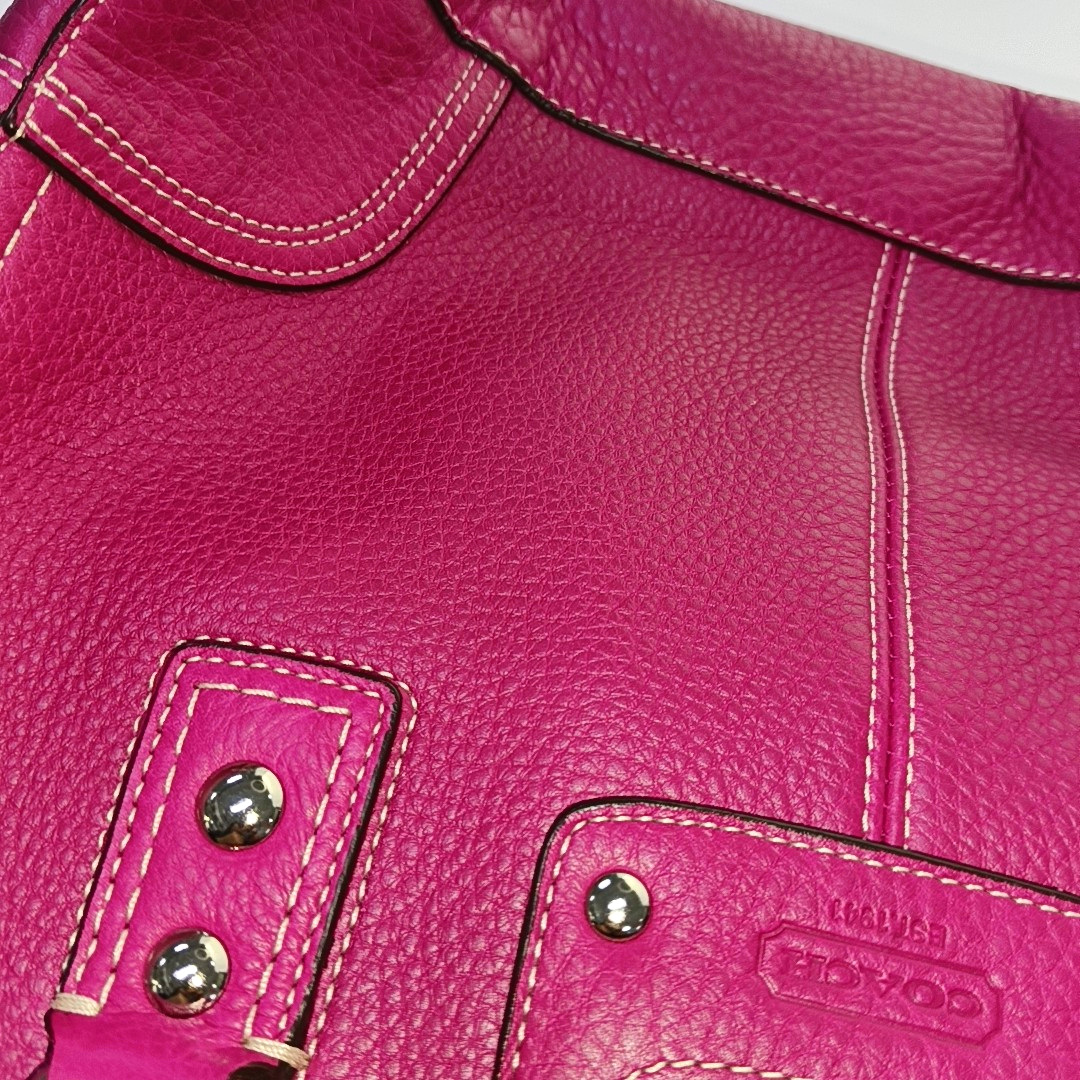 COACH Tote bag Hot Pink Leather Shoulder and Handbag Silver Hardware-(SKU)-933278329