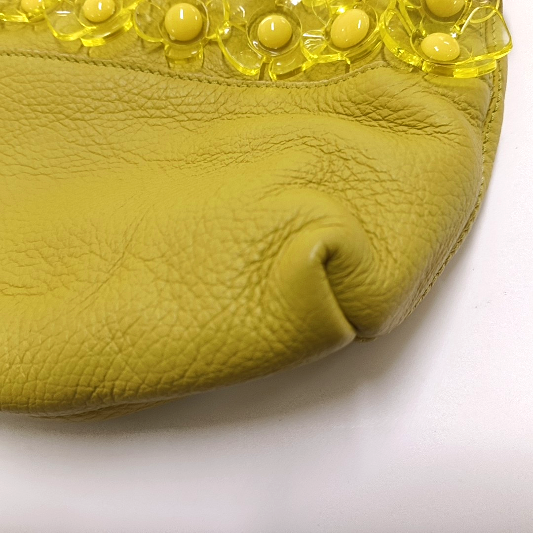 BURBERRY Yellow Green Leather Studs Embellished Shoulder Bag Crossbody Golden hardware Removable shoulder strap-(SKU)-954809975