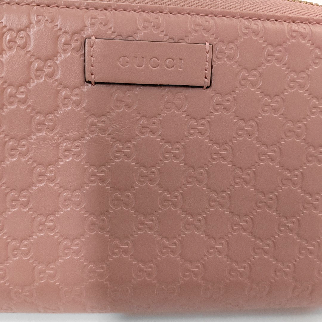GUCCI Signature裸粉色牛皮老花,压纹钱包-(SKU)-955117130