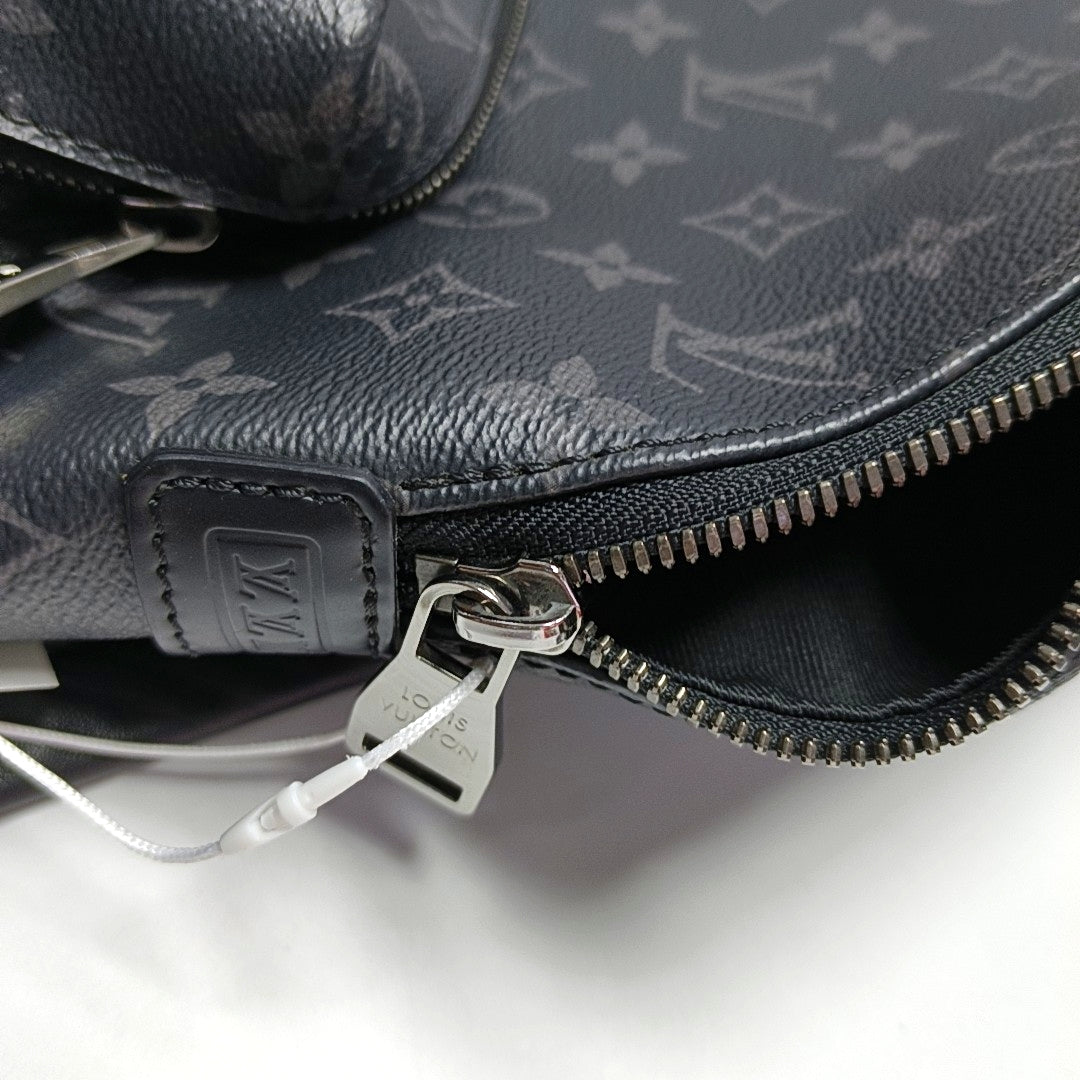LOUIS VUITTON DISCOVERY Deep Grey Coated Canvas Monogram Printed Backpack, Tote Bag with Silver Hardware-(SKU)-970320410