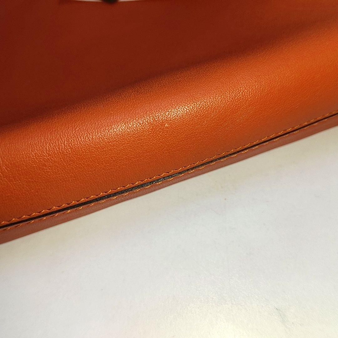 LOEWE T Pouch Orange Cowhide Crackle Handbag Golden hardware-(SKU)-940021177