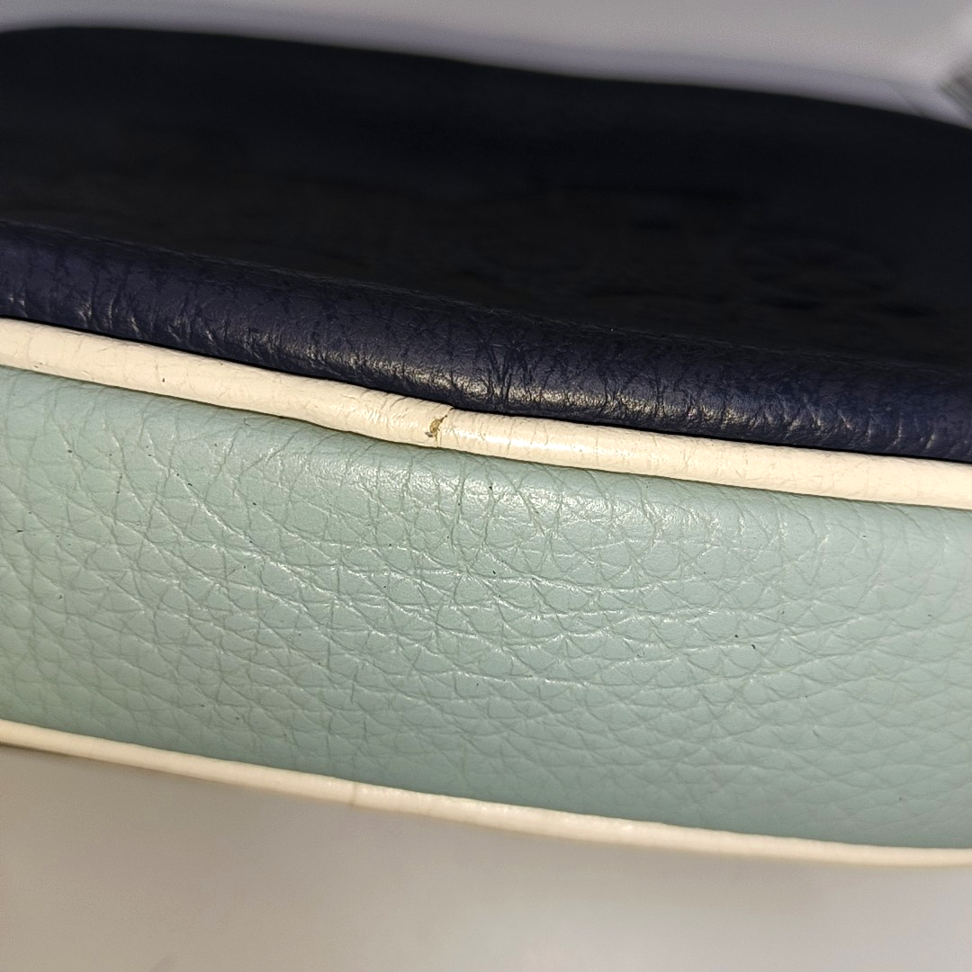 COACH Camera Bag Dark Blue Leather Textured Carriage Crossbody Bag Single Shoulder Bag Silver Hardware Removable shoulder strap-(SKU)-14387505