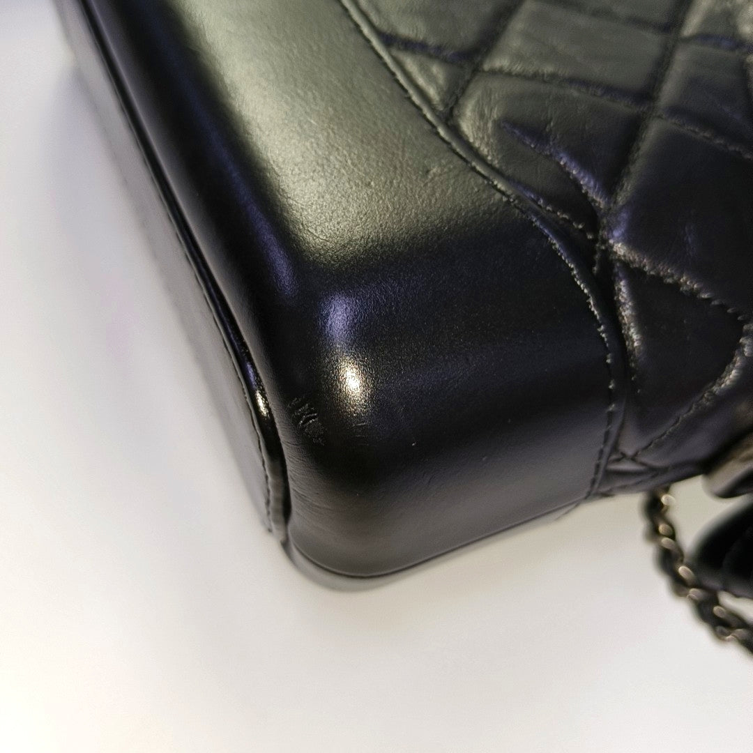 CHANEL GABRIELLE Small Black Leather Quilted Intrecciato Bag Crossbody Bag Single Shoulder Bag Golden Silver Ruthenium Hardware 26cm Removable Strap Accessories Complete-(SKU)-949455868