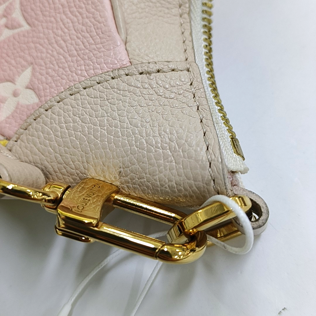 LOUIS VUITTON BAGATELLE Pink Calfskin Embossed Single Shoulder Bag Tote Bag Crossbody Bag Gold Hardware 2 Removable Straps-(SKU)-947832107