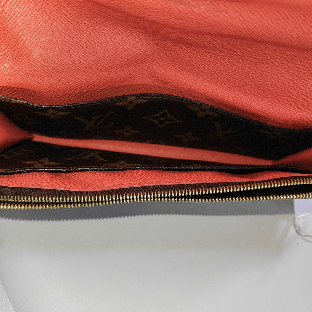 LOUIS VUITTON EMILIE Brown coated canvas vintage wallet Golden hardware-(SKU)-959074836