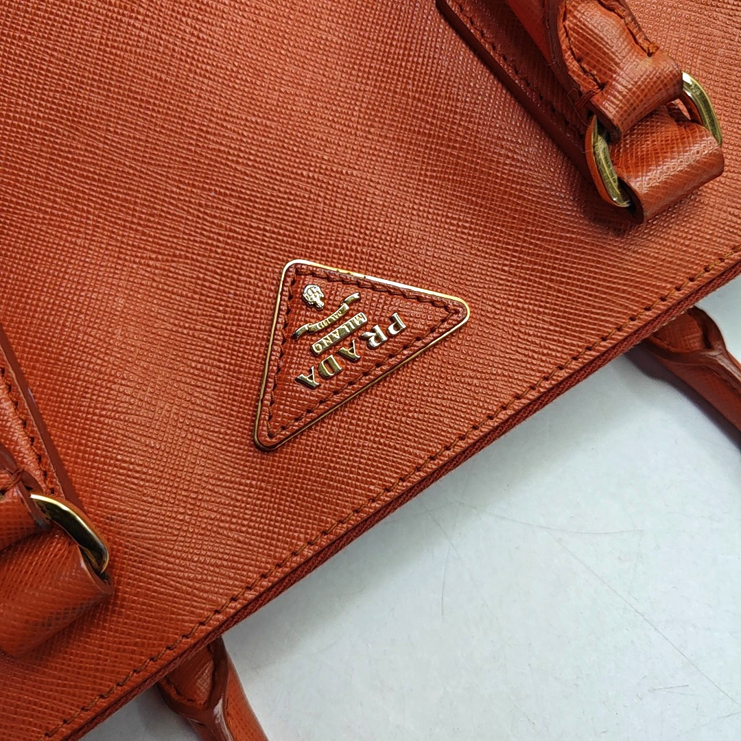 PRADA Galleria Orange Cowhide Logo Killer Bag Tote Bag Single Shoulder Bag Golden hardware-(SKU)-957733910