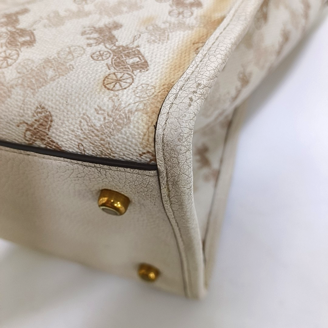 COACH FIELD White Coated Canvas Carriage Single Shoulder Bag Crossbody Handbag Golden hardware Removable shoulder strap-(SKU)-940671744
