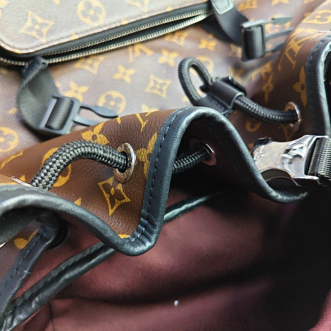 LOUIS VUITTON ZACK Medium Brown Coated Canvas Monogram Backpack Handbag Silver Hardware-(SKU)-965813745