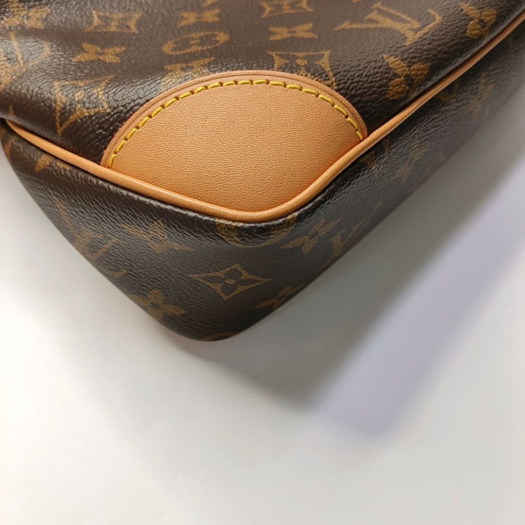 LOUIS VUITTON ODEON Small Brown Coated Canvas Monogram Crossbody Bag Shoulder Bag Gold Hardware Removable Strap-(SKU)-962155692