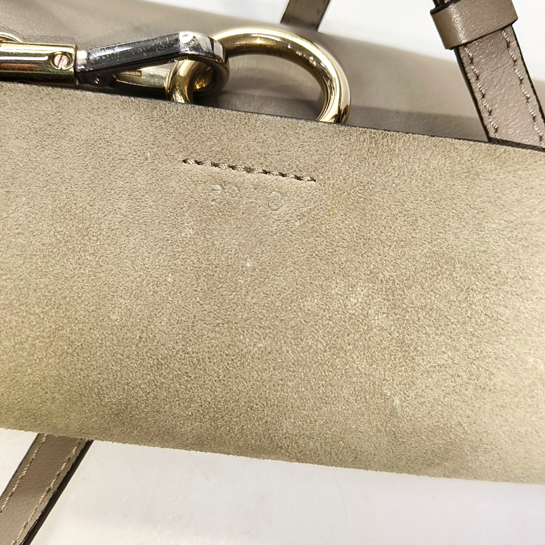 Chloé Faye Gray Cowhide Crossbody Single Shoulder Bag Golden Silver Hardware Removable shoulder strap-(SKU)-959793596