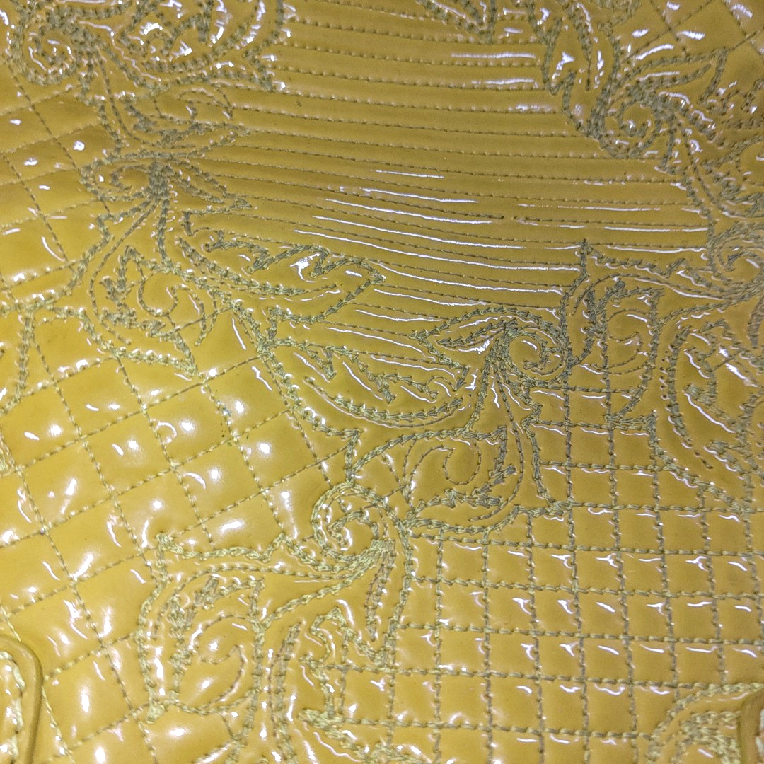 VERSACE Yellow Patent Leather Quilted Handbag Golden hardware-(SKU)-930265862