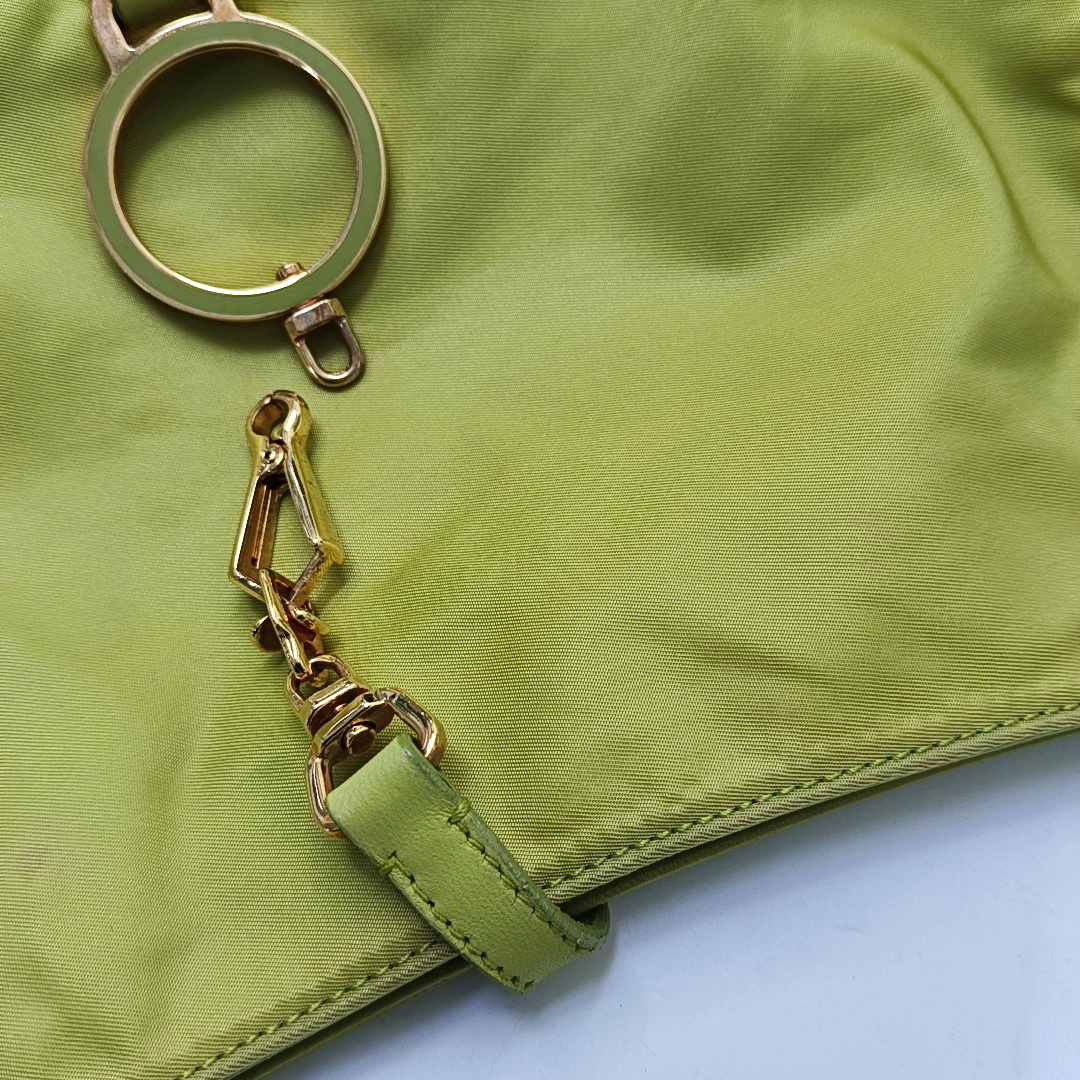 PRADA Green Nylon Logo Shoulder Bag Golden hardware-(SKU)-955381883