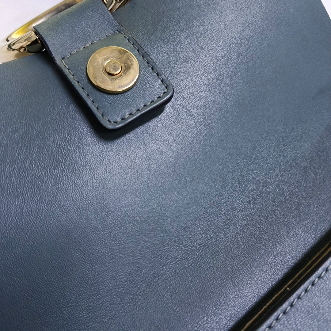 Chloé Faye Small size Blue Cowhide Crossbody Bag Single Shoulder Bag Golden Silver Hardware-(SKU)-950599732