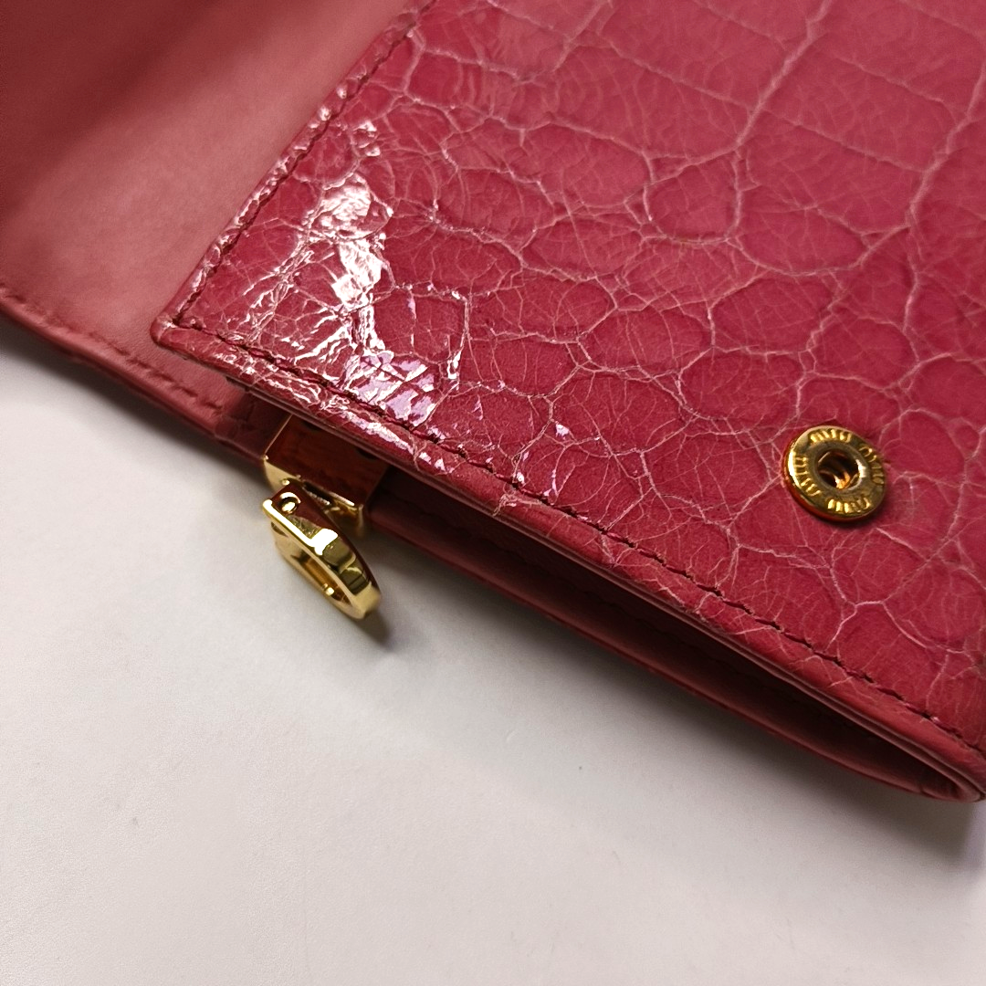 Miu Miu Pink cowhide crocodile-pattern wallet Golden hardware-(SKU)-947973740