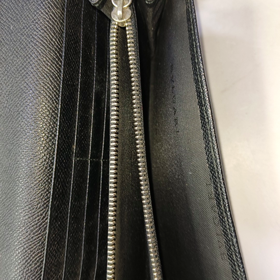 BVLGARI BVLGARI Black Cowhide Embossed Wallet Silver Hardware-(SKU)-942390366