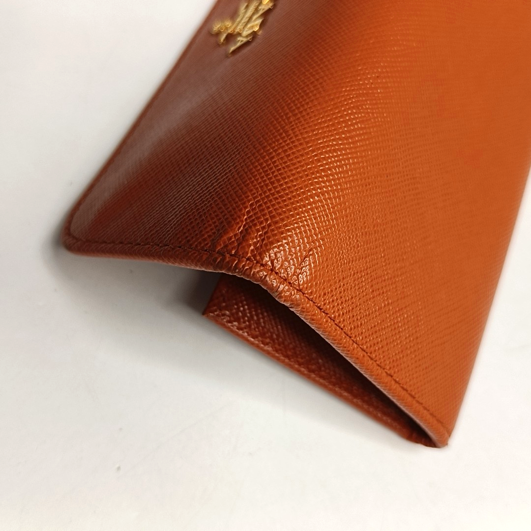 PRADA Orange Leather Crossbody Key Pouch Golden hardware-(SKU)-954583287