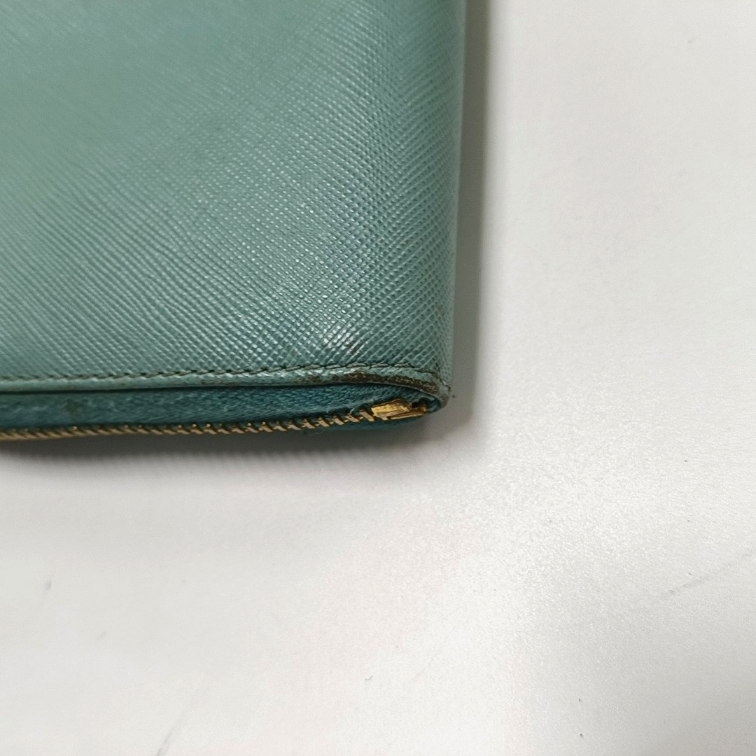 PRADA Green Calfskin Leather Cross Grain Wallet Golden hardware-(SKU)-954322773