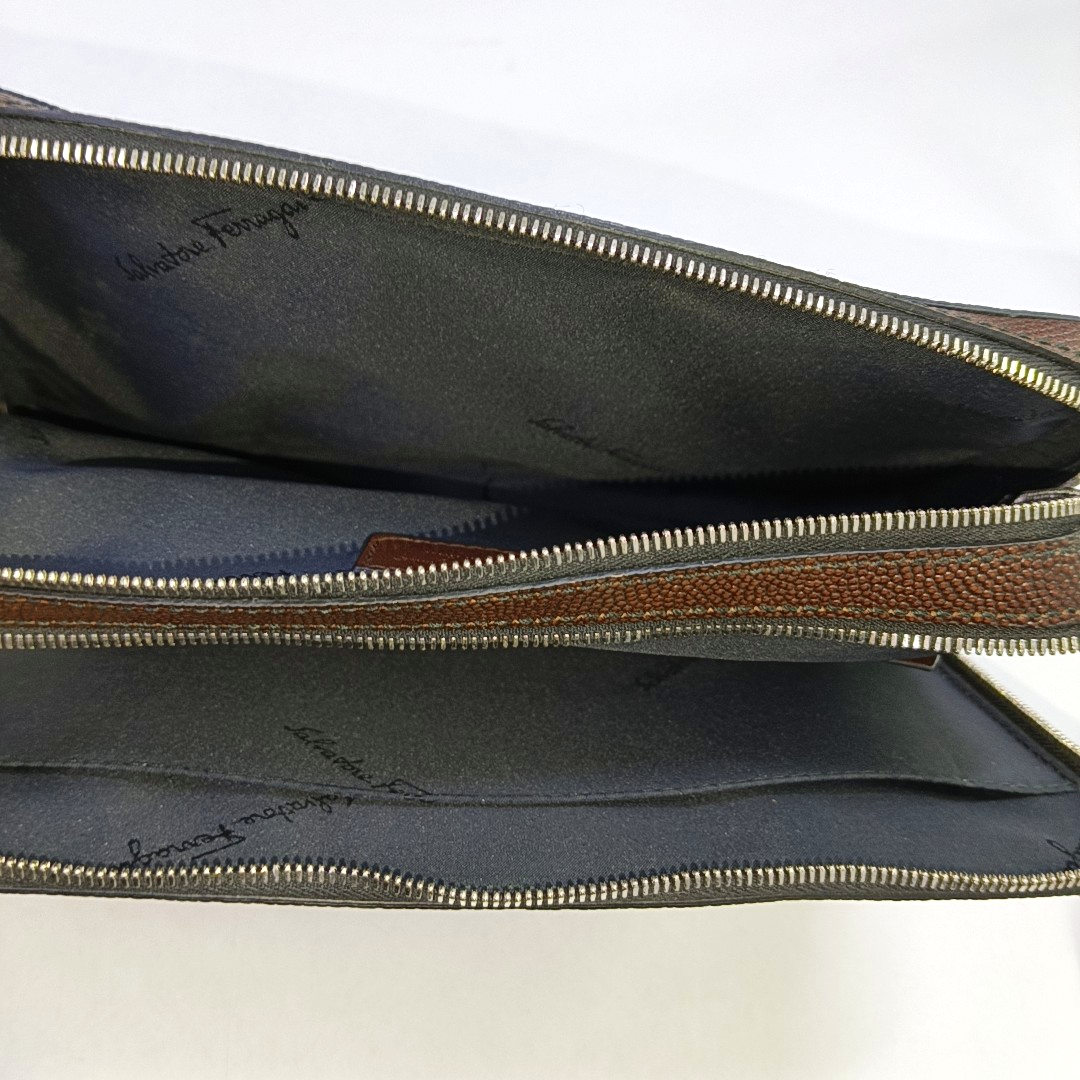 FERRAGAMO Dark Brown Leather Handbag Silver Hardware-(SKU)-940619981