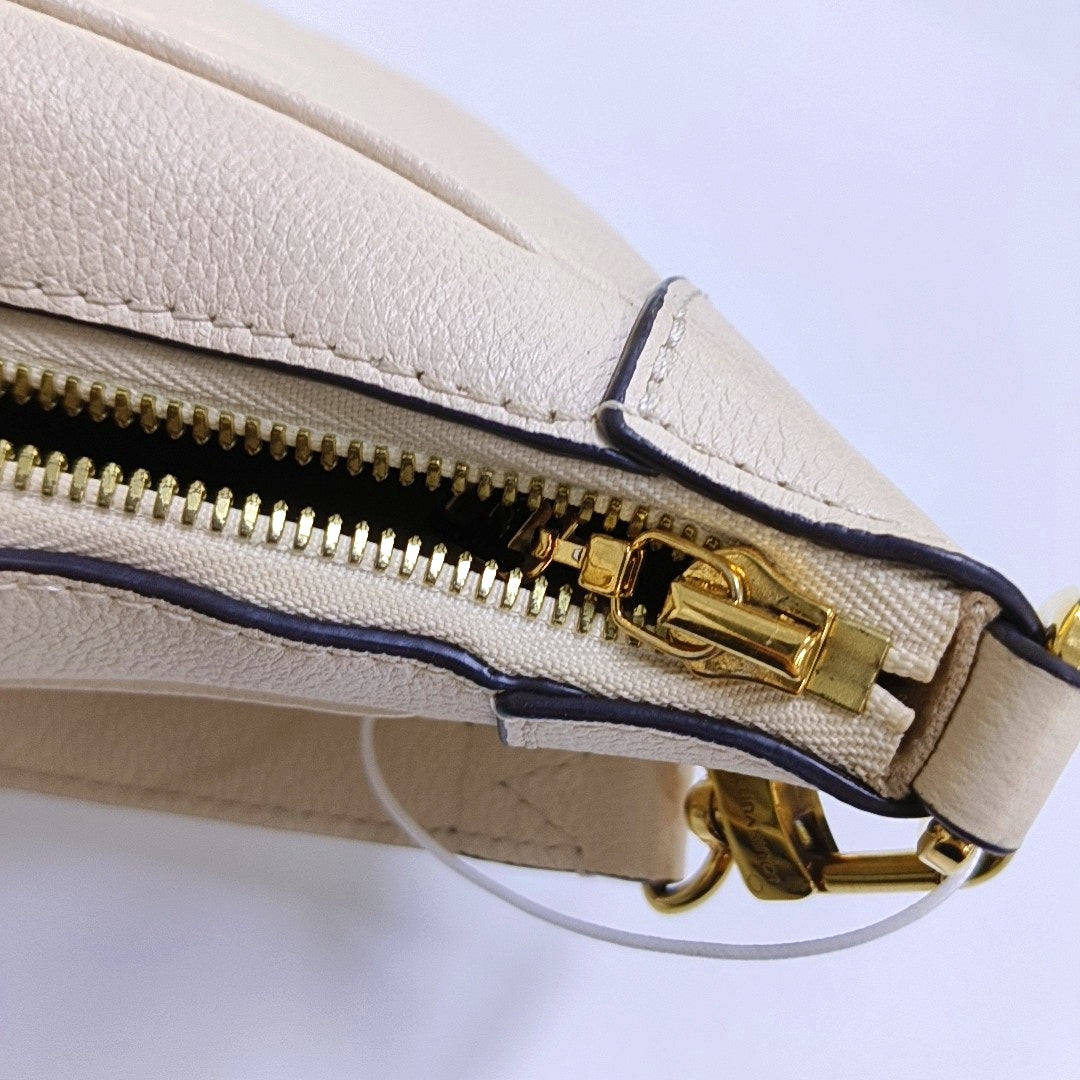 LOUIS VUITTON BAGATELLE White Calfskin Embossed Crossbody Bag Shoulder Bag Tote Bag Golden Hardware 2 Removable Straps-(SKU)-965734846
