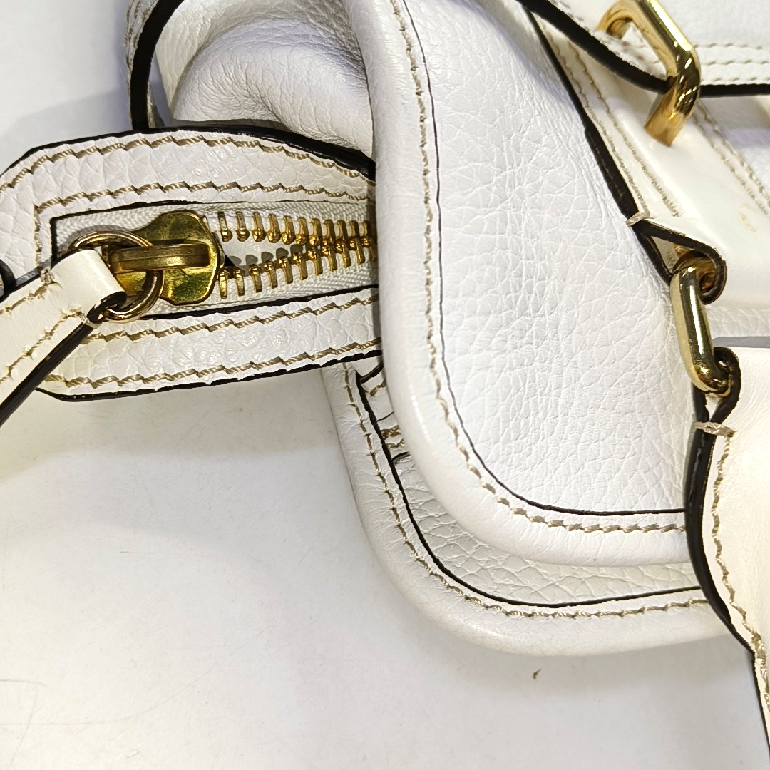 BURBERRY Minford Small size White Cowhide Single Shoulder Handbag Crossbody Bag Golden hardware Removable shoulder strap-(SKU)-952428263