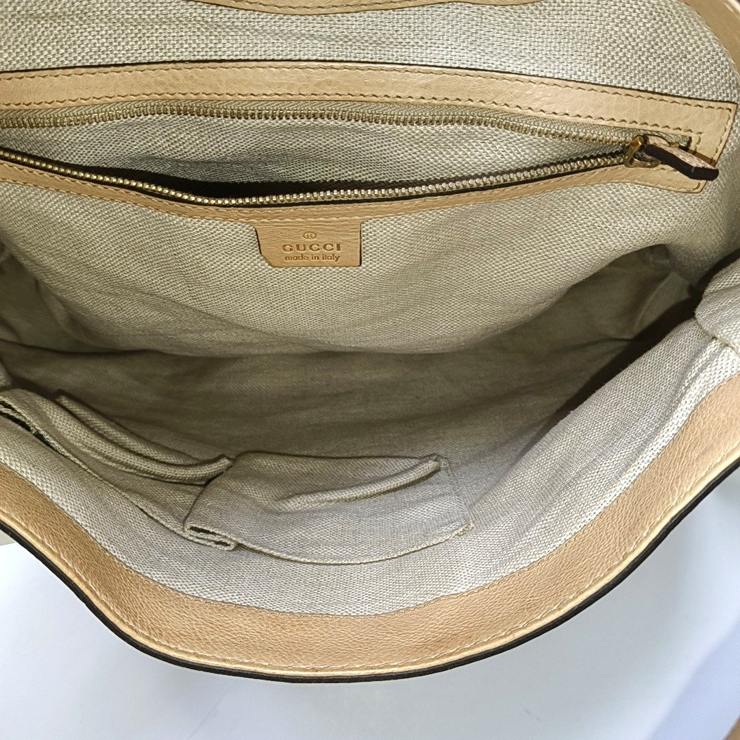 GUCCI Tote bag Khaki Calfskin Leather Fringe Single Shoulder Bag with Handbag Golden hardware-(SKU)-944545020