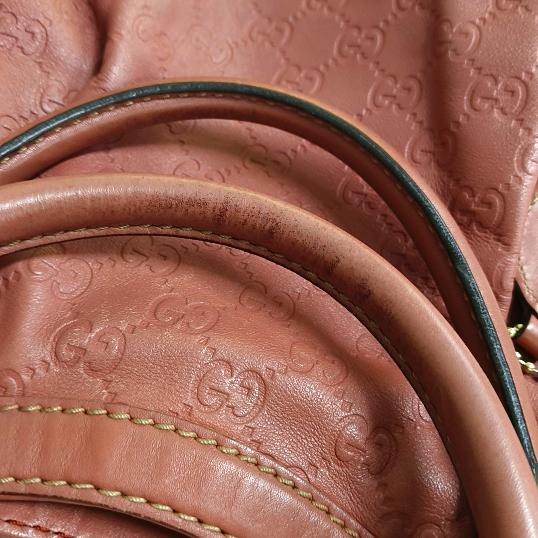 GUCCI Sukey Beige Cowhide Old Flower Embossed Handbag Single Shoulder Bag Golden hardware-(SKU)-946198626