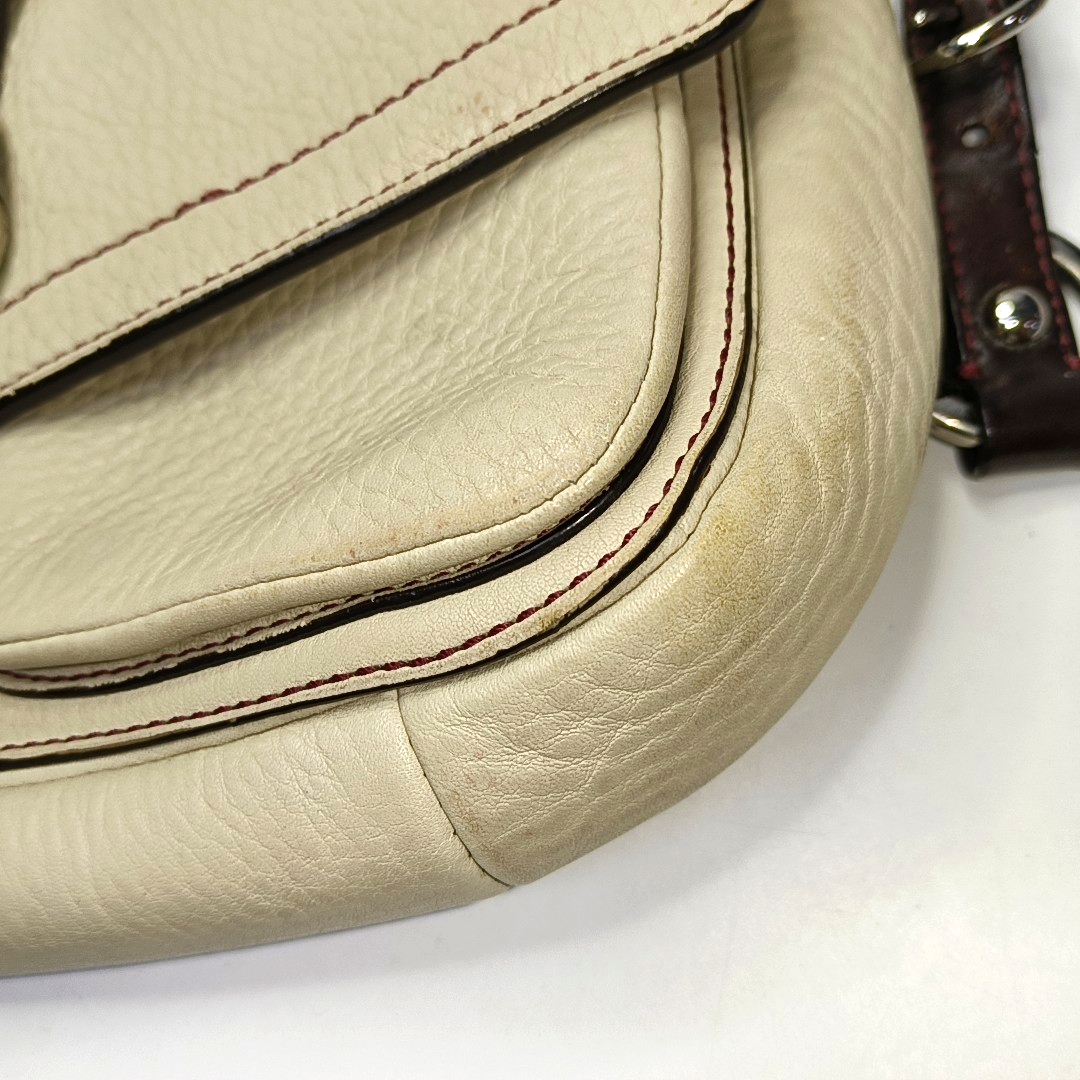 COACH Beige Leather Single Shoulder Bag Handbag Silver Hardware Removable shoulder strap-(SKU)-929326305