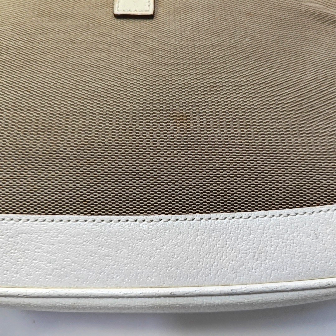 GUCCI Jackie 1961 Khaki Canvas Buckle Single Shoulder Handbag Crossbody Tote Silver Hardware-(SKU)-945694459