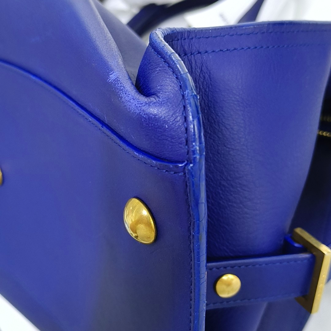YSL CHYC Y LIGNE Medium size Dark Blue Leather Handbag Golden hardware-(SKU)-955766703