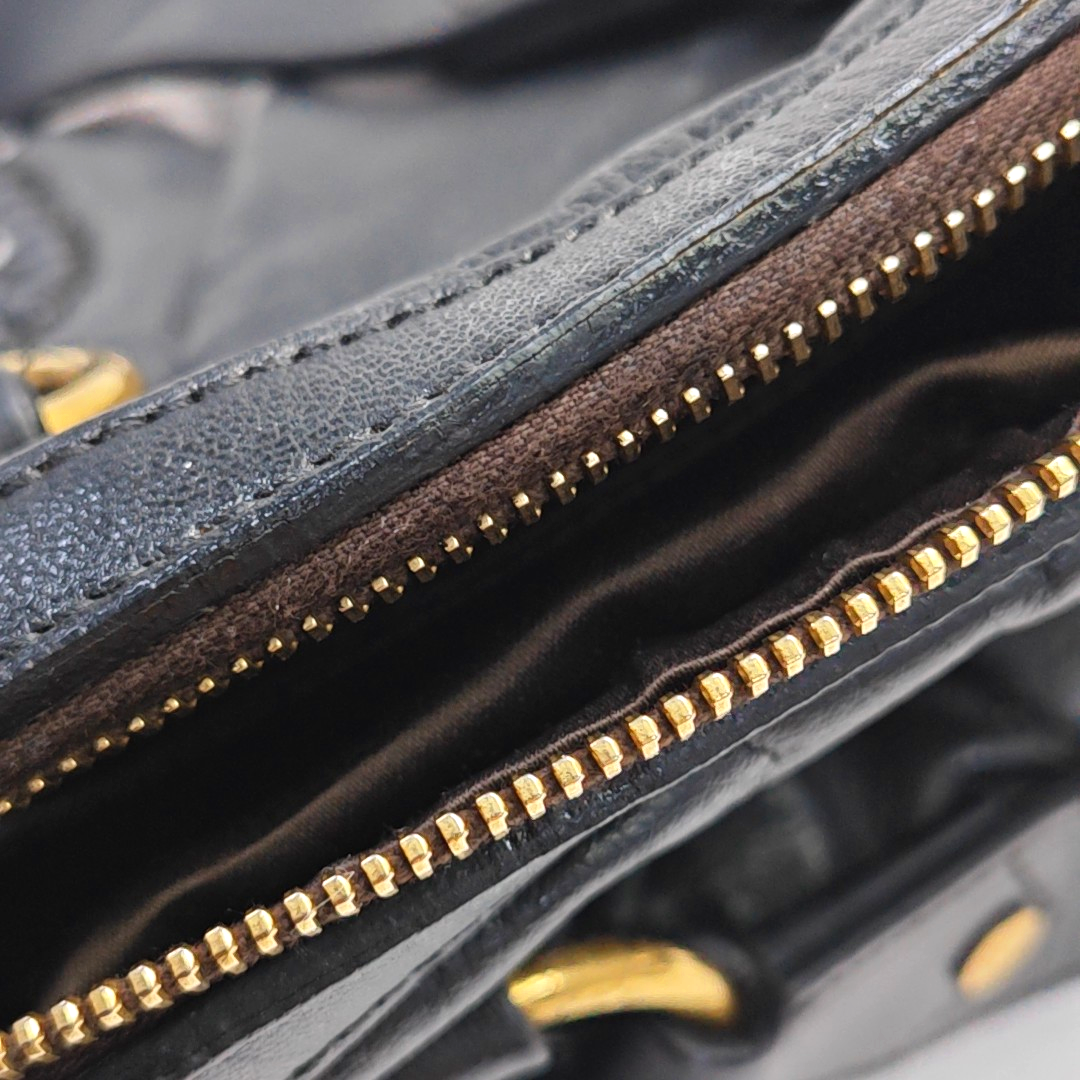 YSL MUSE Black Leather Studs Braided Handbag Shoulder Bag Golden hardware Removable shoulder strap-(SKU)-947588322