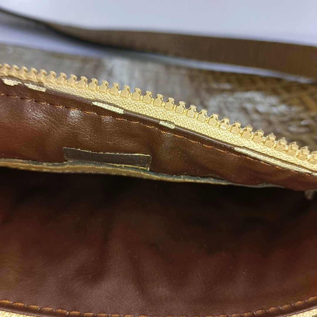 FENDI 棕色涂层帆布双F印花Shoulder Bag Golden hardware-(SKU)-959630825