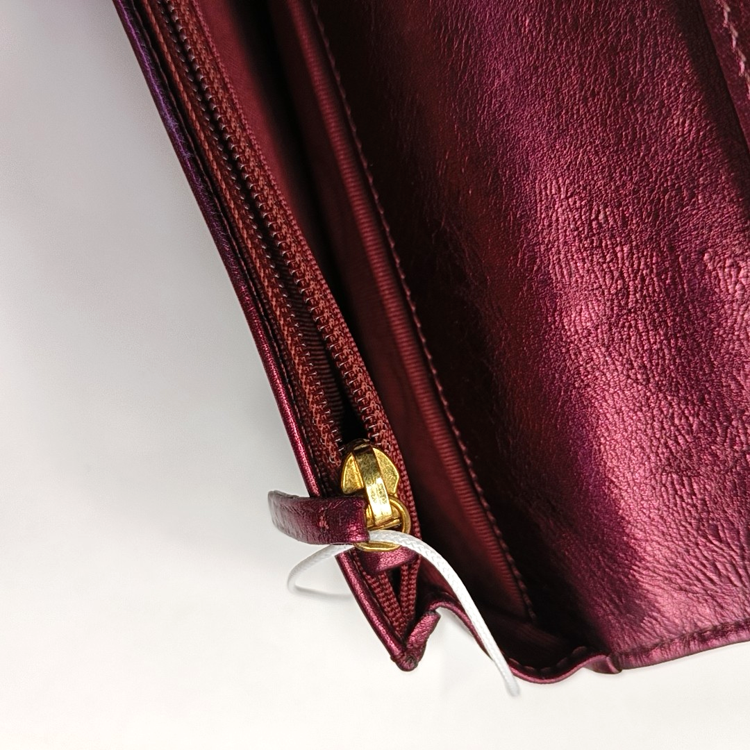 CHANEL 2.55 Plum Red Cowhide Diamond Quilted Wallet Golden hardware 12nan-(SKU)-958596895