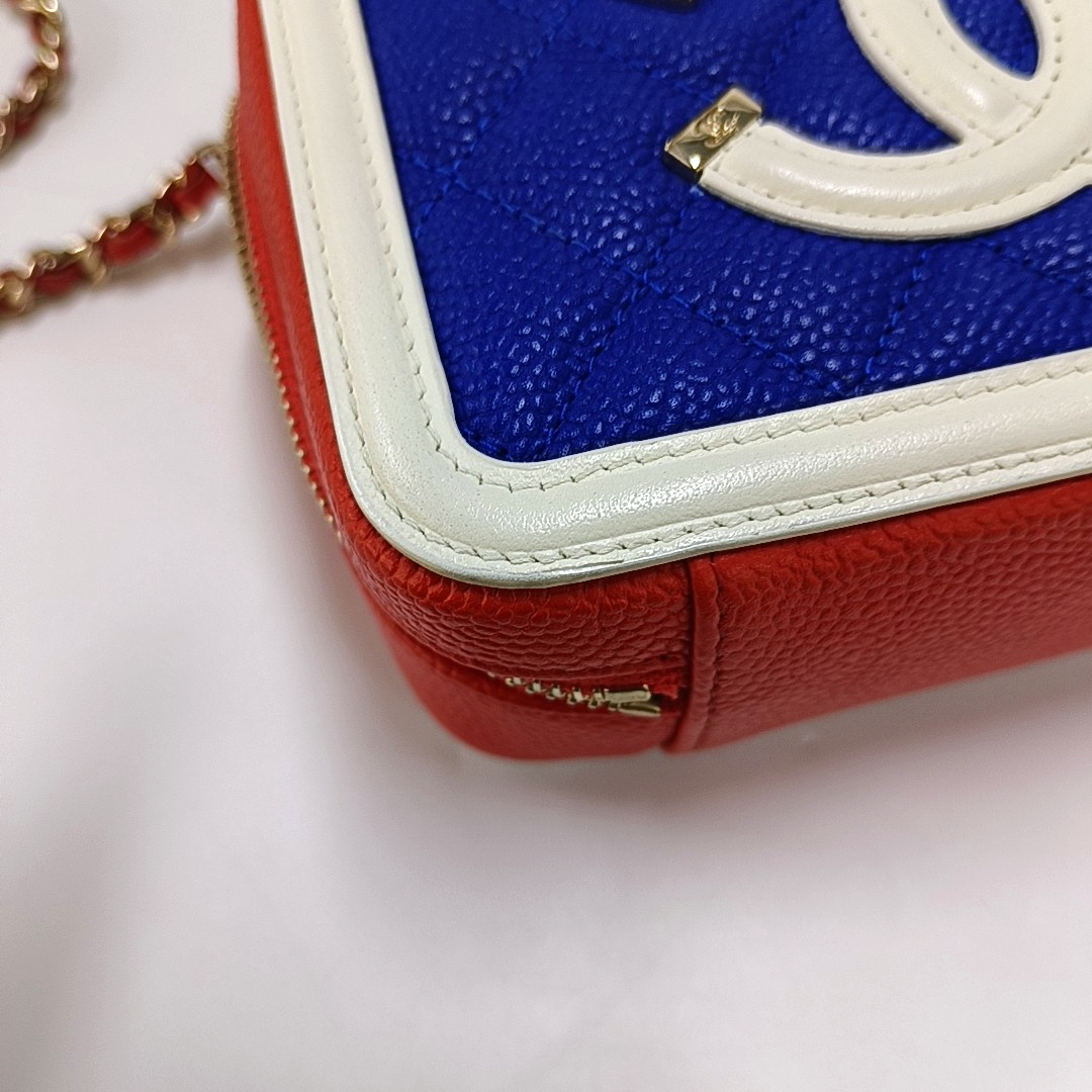CHANEL FILIGREE Blue Calfskin Quilted Shoulder Bag Tote Crossbody Bag Gold Hardware 27K Clasp-(SKU)-958775150