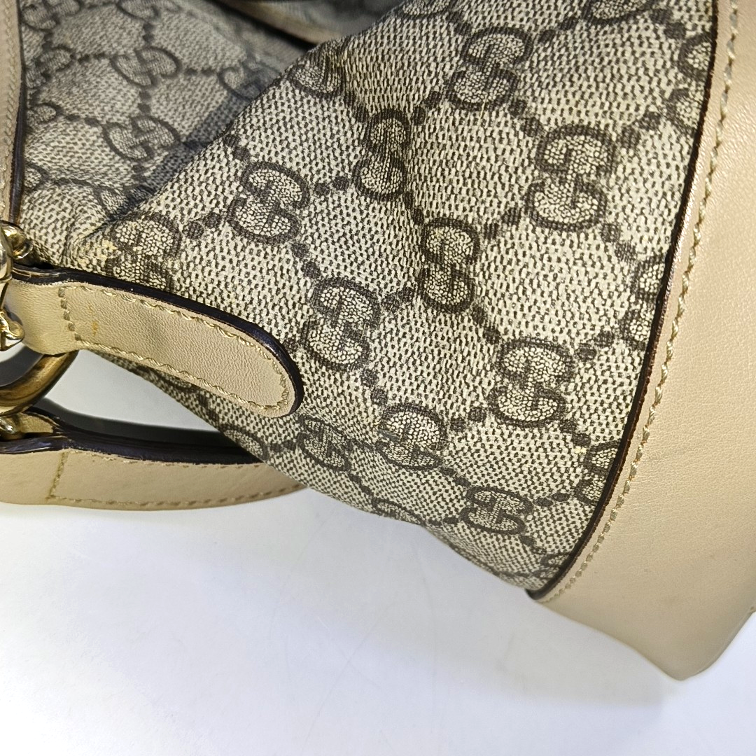 GUCCI GG Supreme Khaki Coated Canvas Monogrammed Single Shoulder Bag Tote Golden hardware Removable shoulder strap-(SKU)-944985050