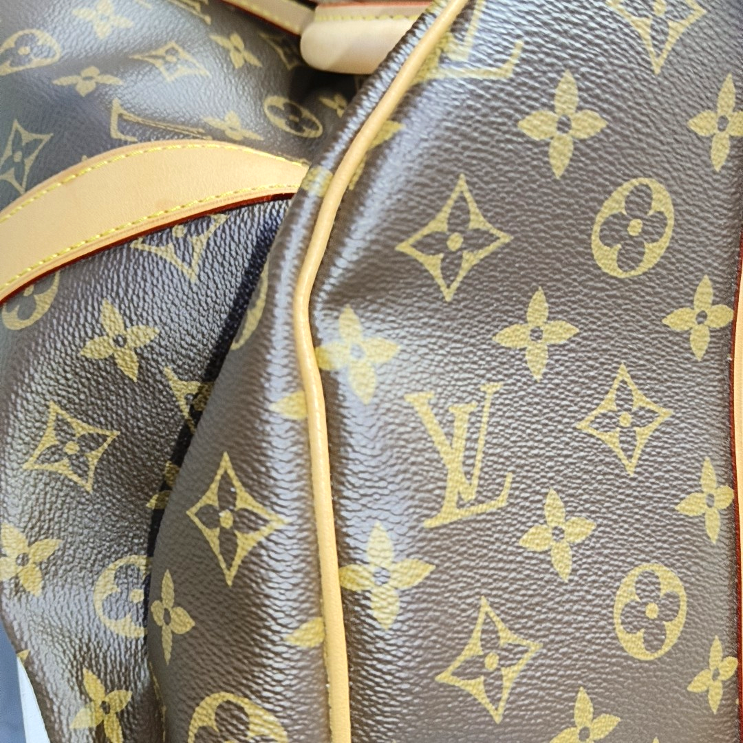 LOUIS VUITTON KEEPALL 50, brown coated canvas monogram Boston bag, shoulder bag, handbag with golden hardware and detachable strap-(SKU)-958409659